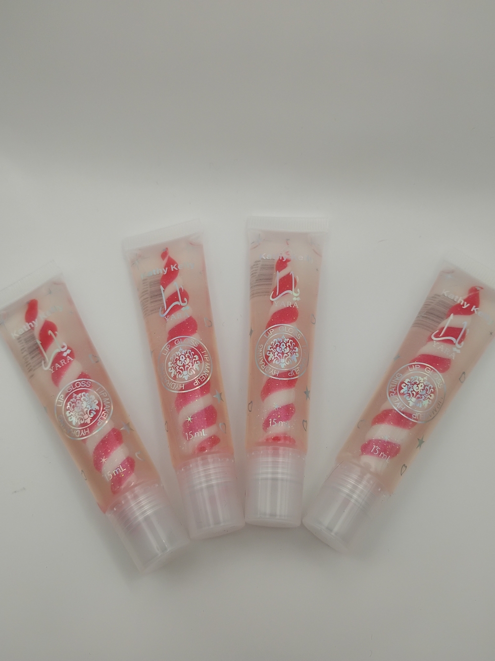 Hydrating Pink Swirl Lip Gloss Tube by Yara - Shiny Pink Moisturizer